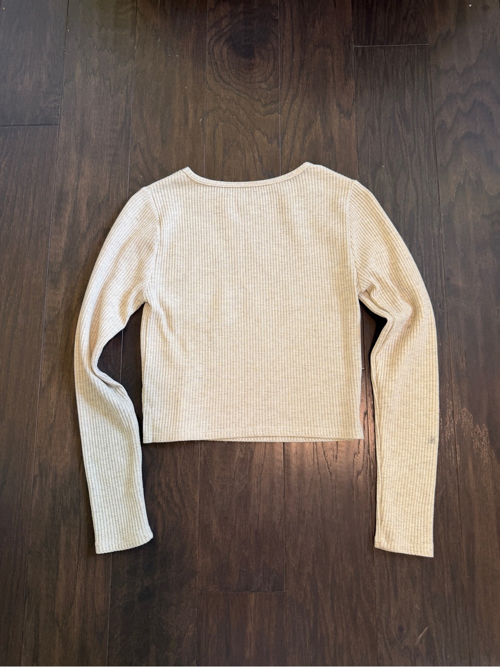 Women's Ribbed Long Sleeve Crop Top - Cream